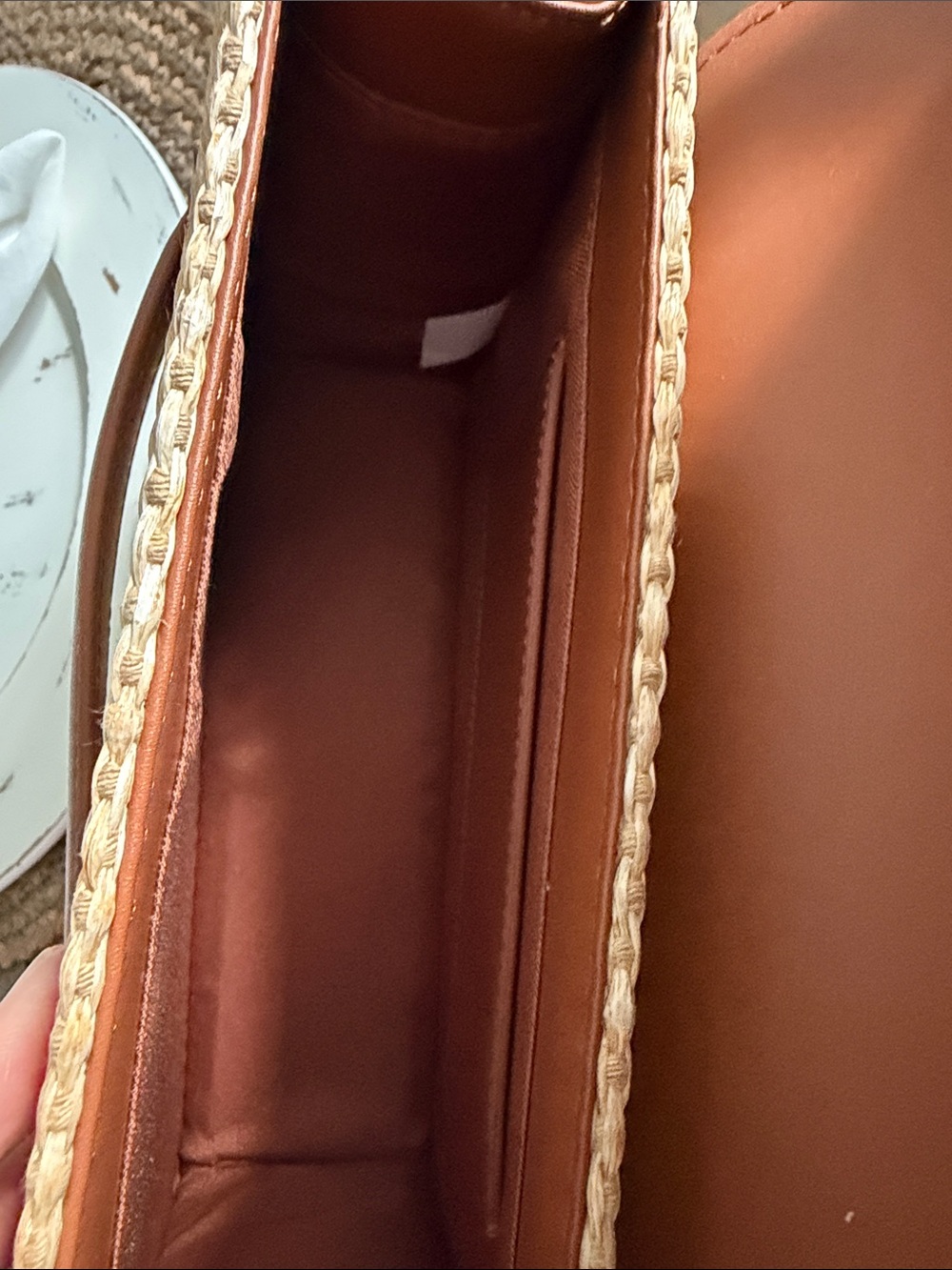 Tuckernuck Tan Woven Crossbody with Brown Leather Flap - Picture 5 of 7